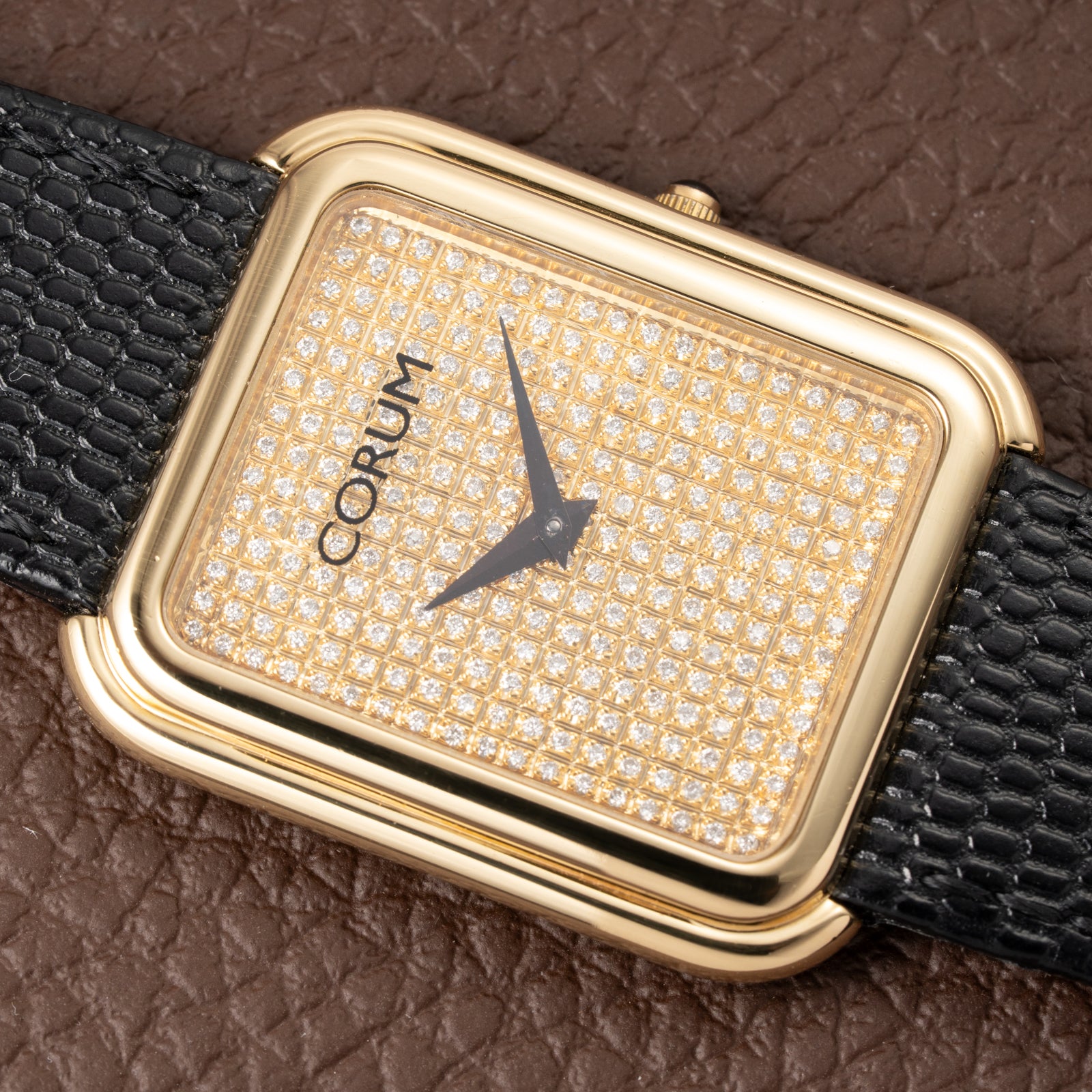 Corum Factory Diamond Pavé 18k Yellow Gold Jumbo Size  Ref. 27118 from 1970s