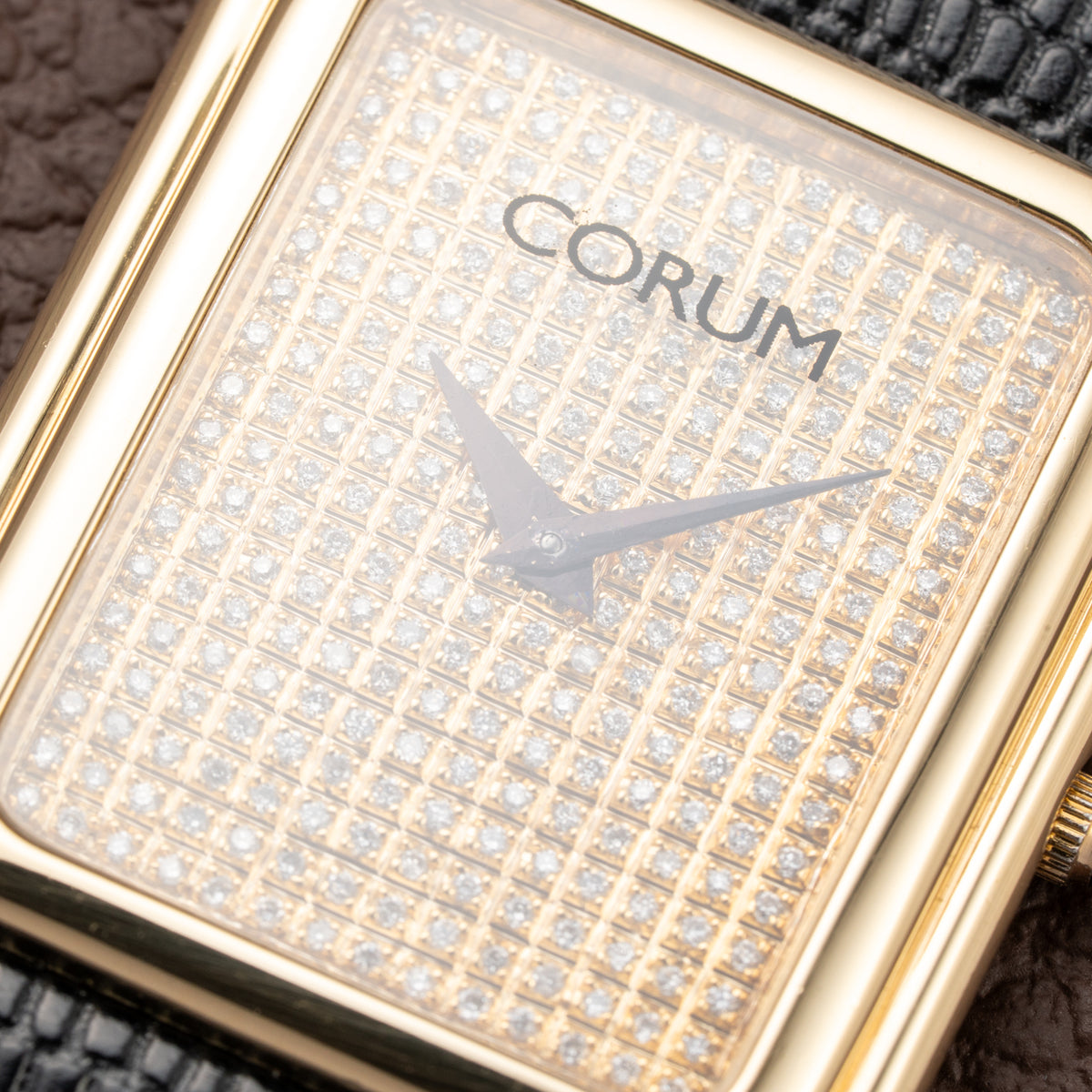 Corum Factory Diamond Pavé 18k Yellow Gold Jumbo Size  Ref. 27118 from 1970s