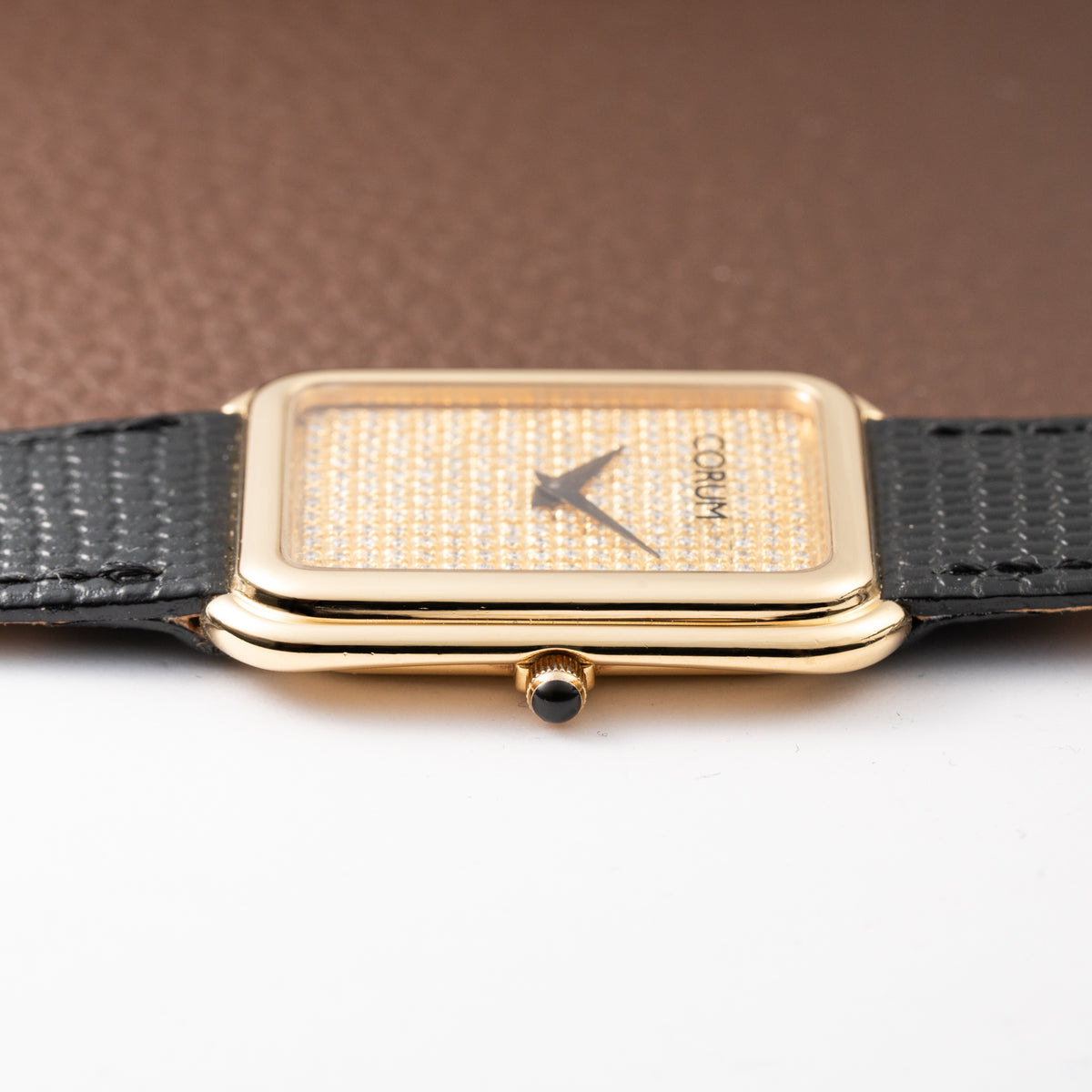 Corum Factory Diamond Pavé 18k Yellow Gold Jumbo Size  Ref. 27118 from 1970s