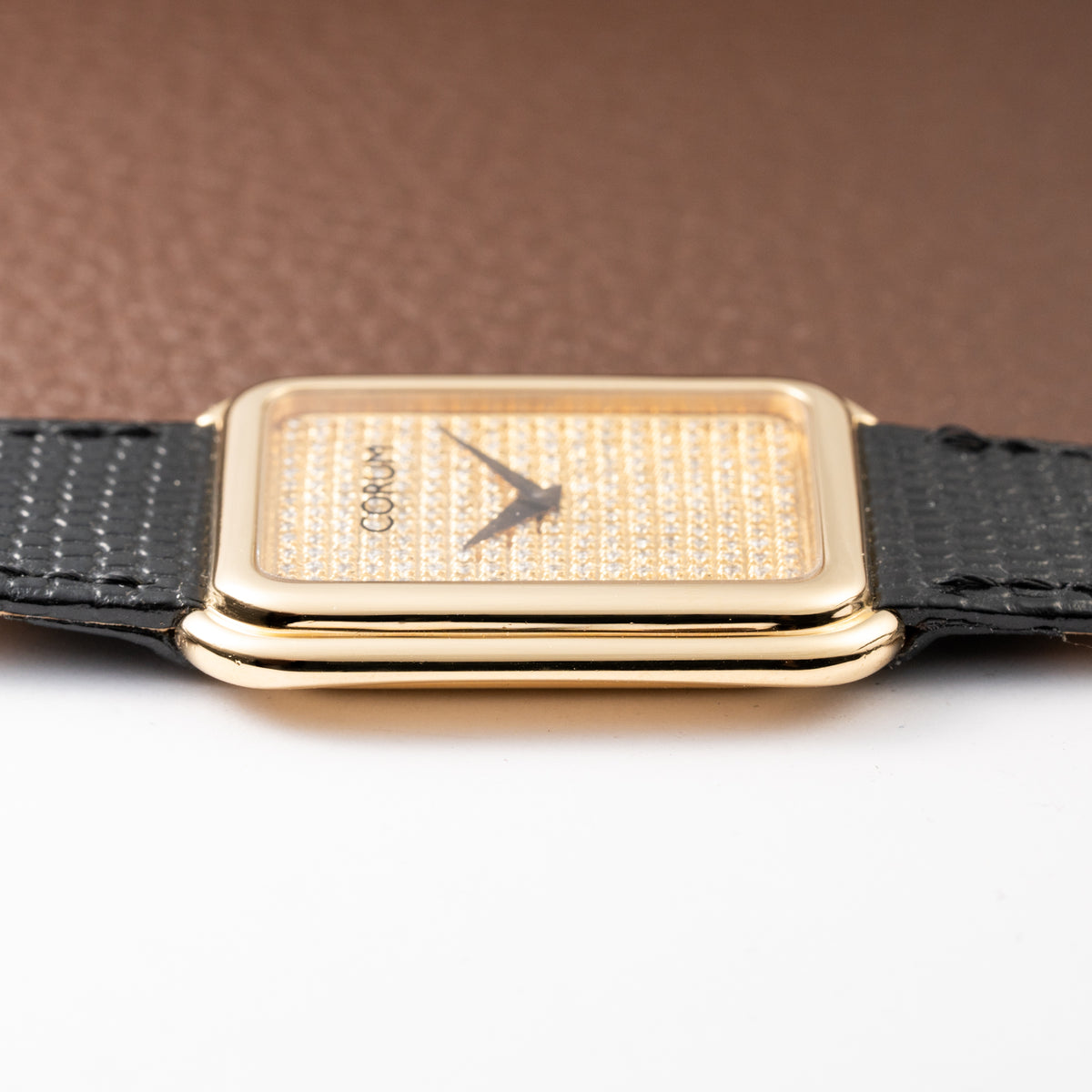 Corum Factory Diamond Pavé 18k Yellow Gold Jumbo Size  Ref. 27118 from 1970s