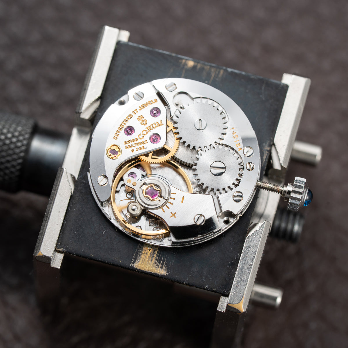 Corum Peacock Feather Dial Factory Diamond Set 18K White Gold Ref. 27218 from 1970s