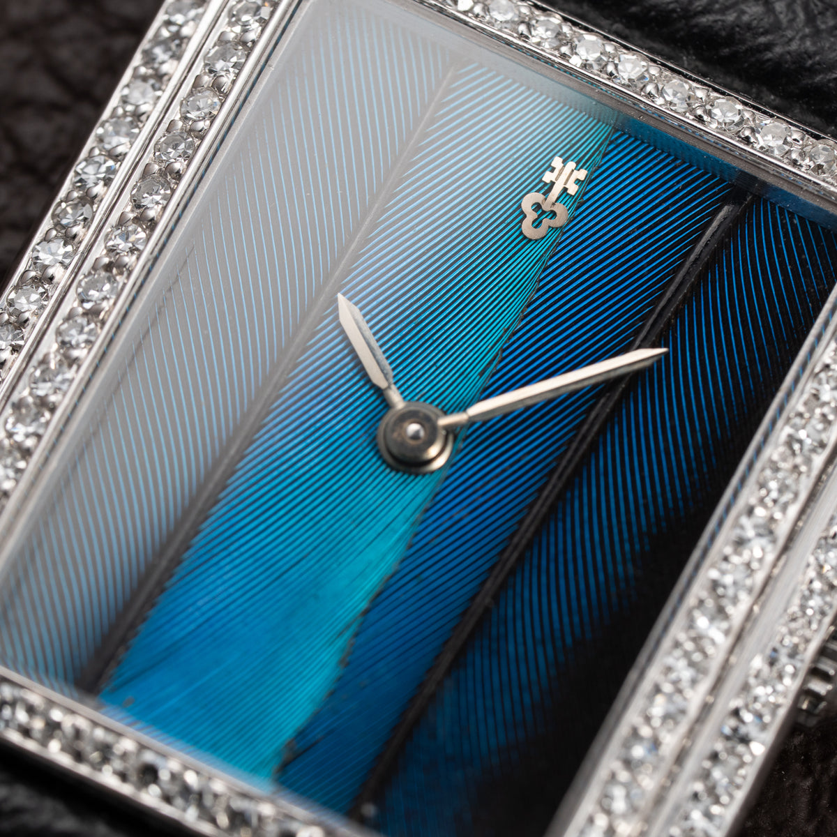 Corum Peacock Feather Dial Factory Diamond Set 18K White Gold Ref. 27218 from 1970s