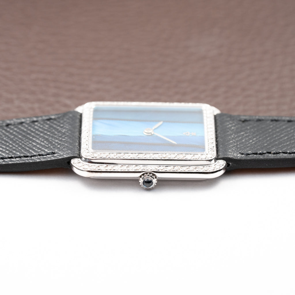 Corum Peacock Feather Dial Factory Diamond Set 18K White Gold Ref. 27218 from 1970s