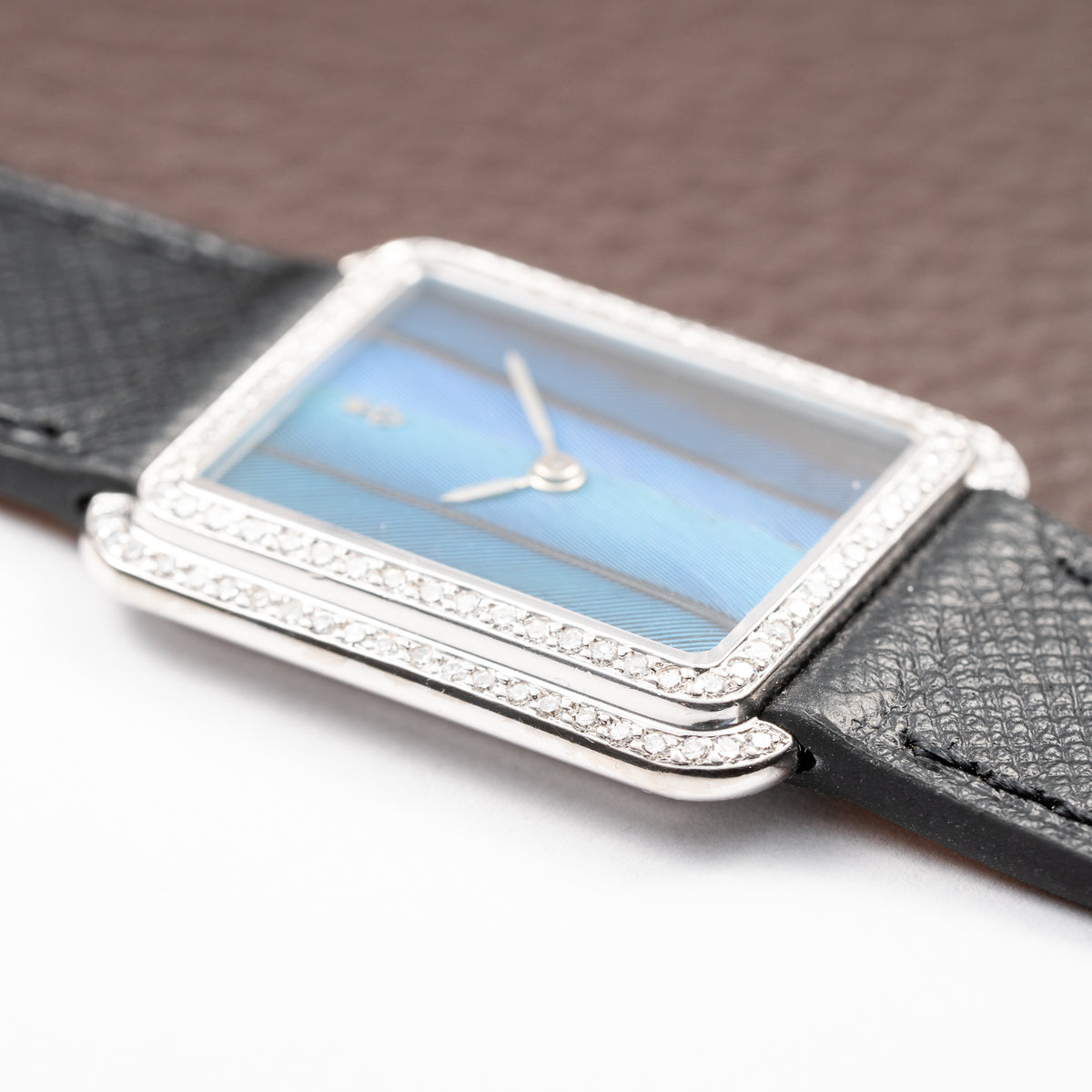 Corum Peacock Feather Dial Factory Diamond Set 18K White Gold Ref. 27218 from 1970s