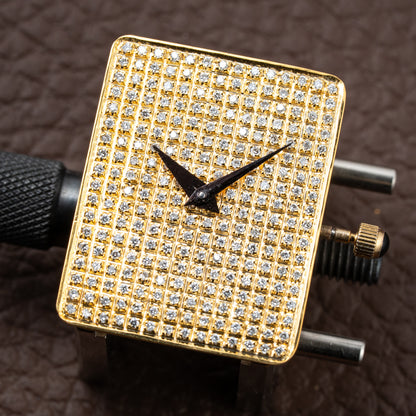 Corum Factory Diamond Pavé 18k Yellow Gold Jumbo Size  Ref. 27118 from 1970s