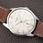 Cyma Chronometré Two Tone Crosshiar Dial Stainless Steel Calibre 216 Ref. 23315 from 1940s