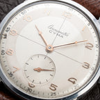 Cyma Chronometré Two Tone Crosshiar Dial Stainless Steel Calibre 216 Ref. 23315 from 1940s