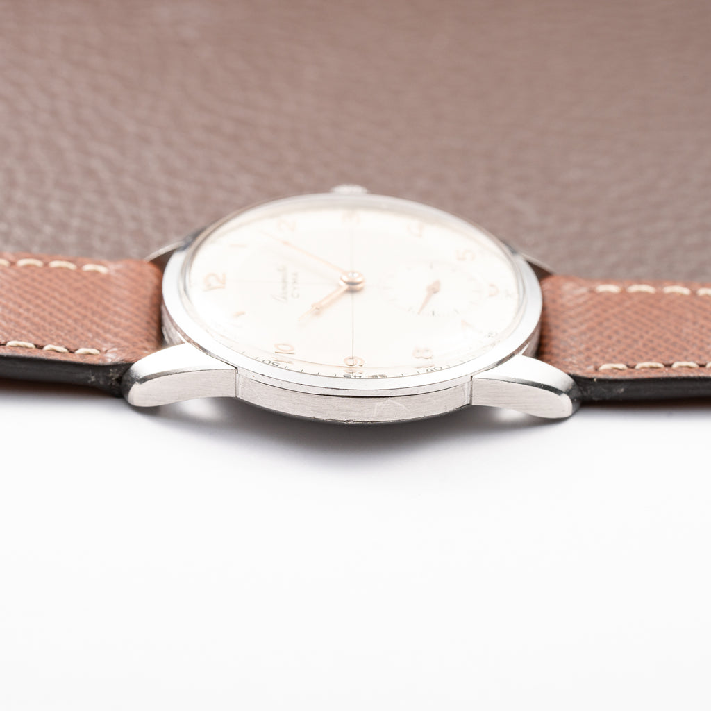 Cyma Chronometré Two Tone Crosshiar Dial Stainless Steel Calibre 216 Ref. 23315 from 1940s