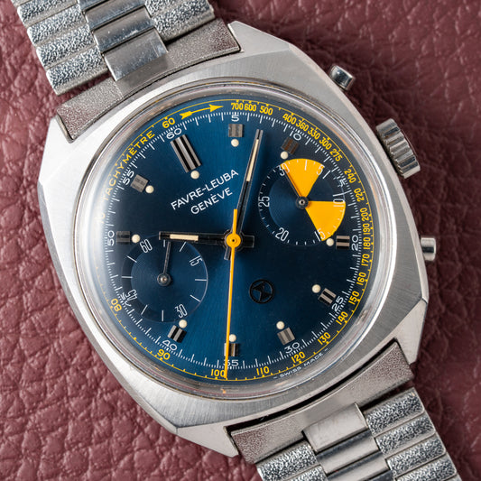Favre-Leuba Blue Chronograph Valjoux 23 Ref. 30233 from 1970s