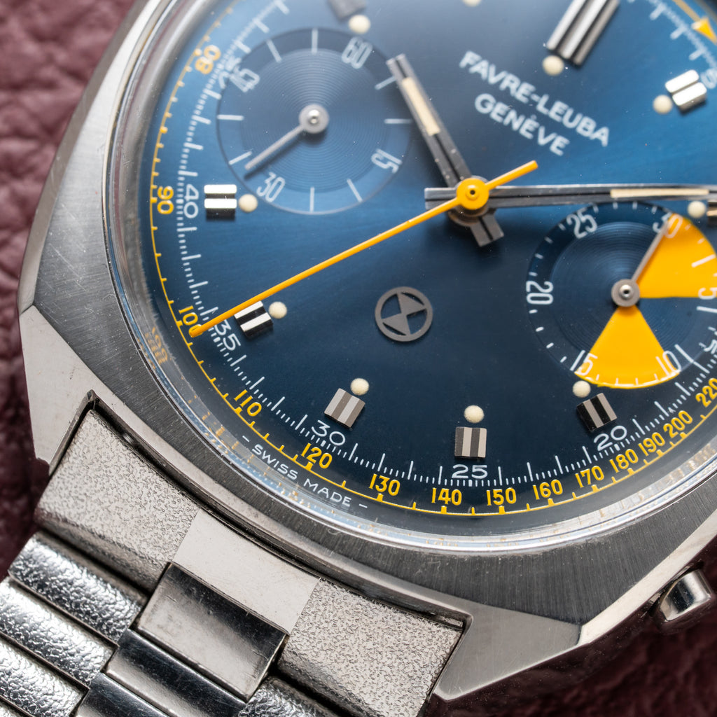 Favre-Leuba Blue Chronograph Valjoux 23 Ref. 30233 from 1970s