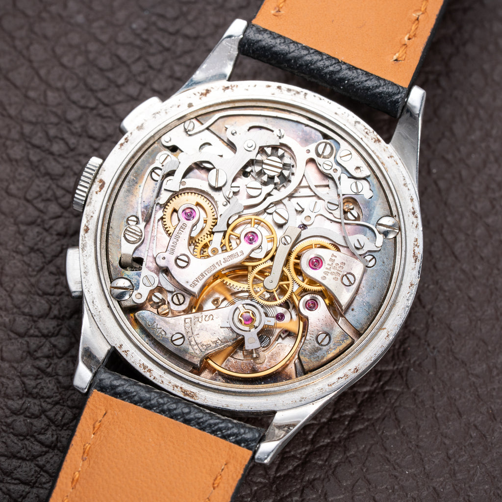 Gallet Chronograph Black Gilt Dial Excelsior Park 40 from 1950s