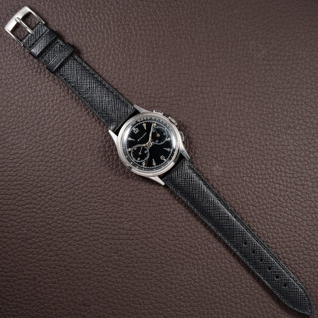 Gallet Chronograph Black Gilt Dial Excelsior Park 40 from 1950s