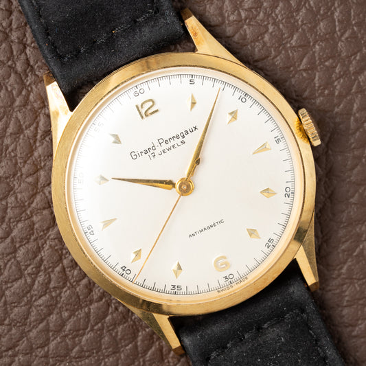 Girard Perregaux Antimagnetic 18K Yellow Gold Dress Watch New Old Stock 1950s