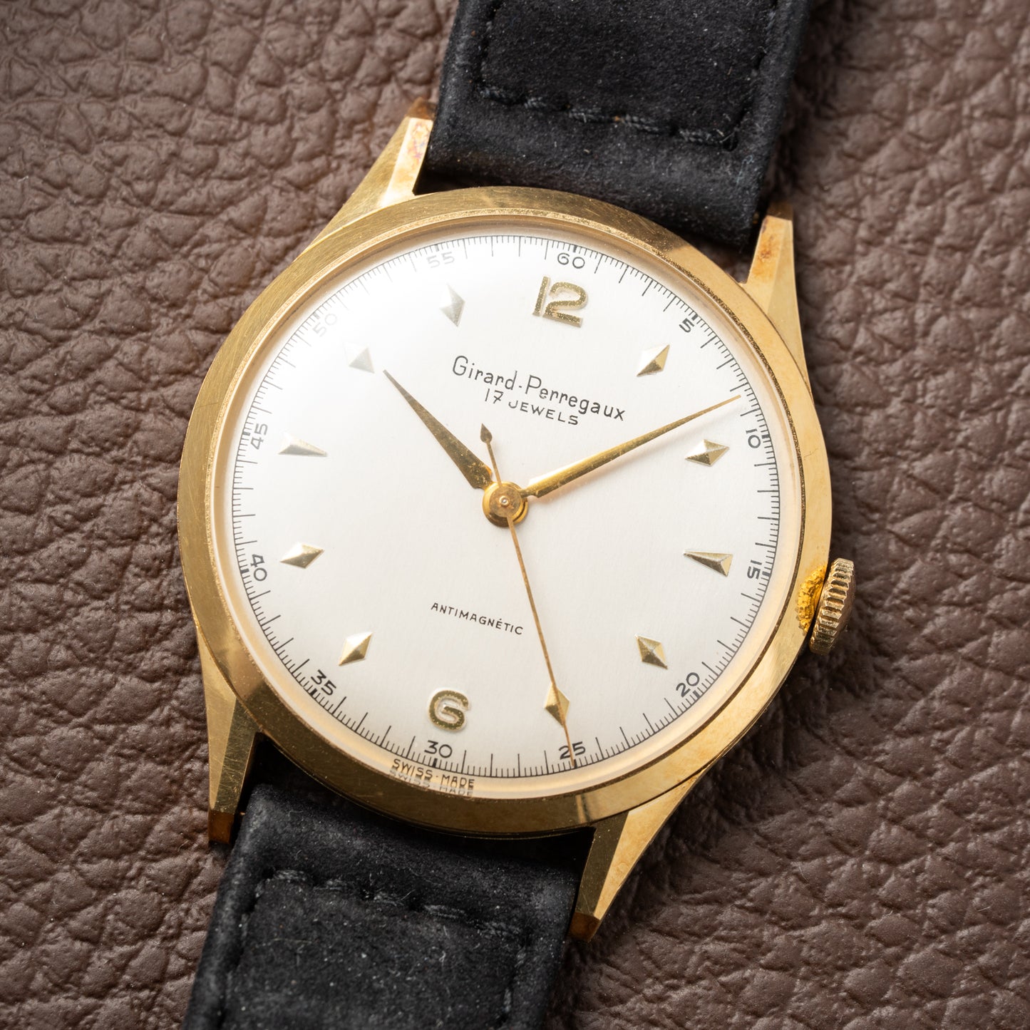 Girard Perregaux Antimagnetic 18K Yellow Gold Dress Watch New Old Stock 1950s