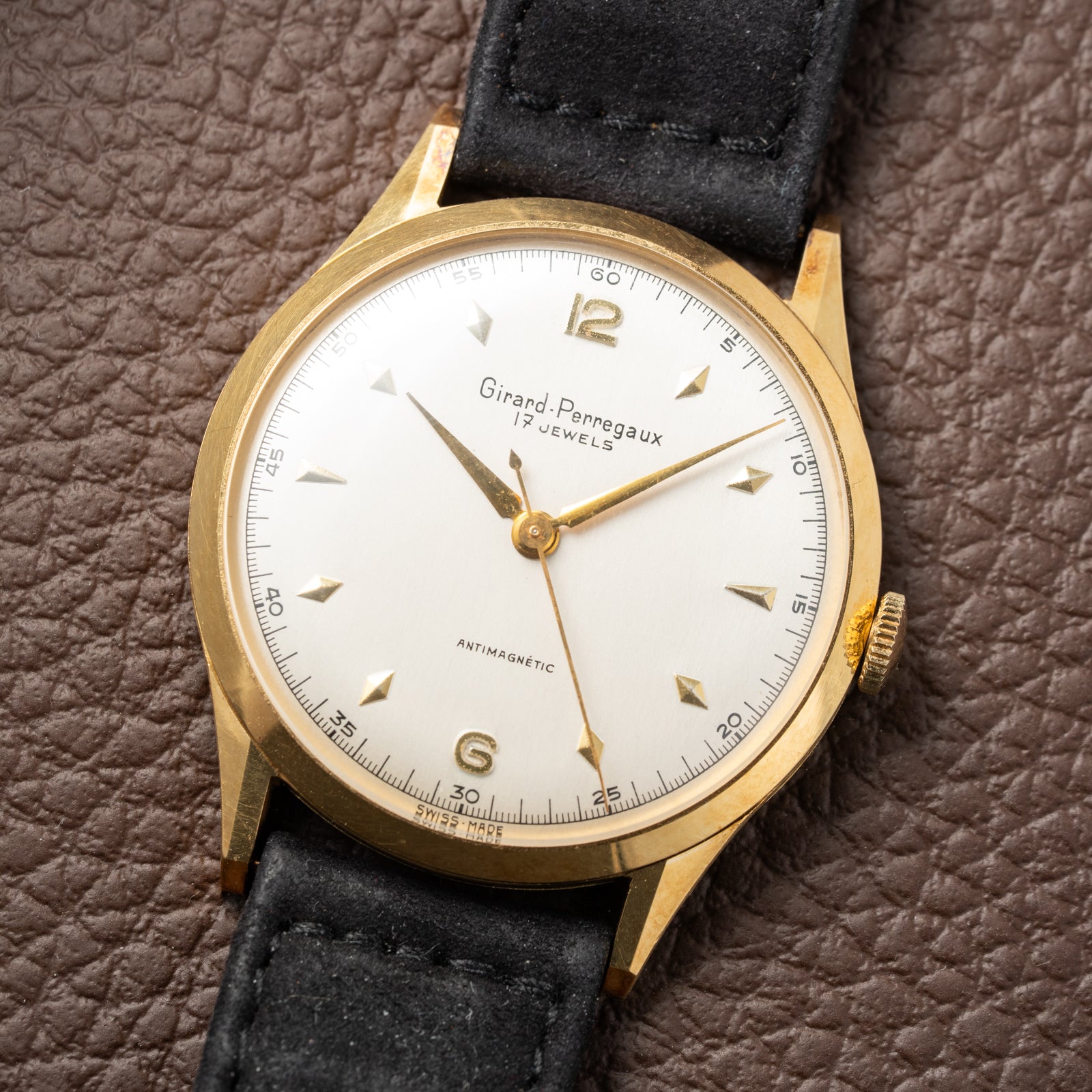 Girard Perregaux Antimagnetic 18K Yellow Gold Dress Watch New Old Stock 1950s