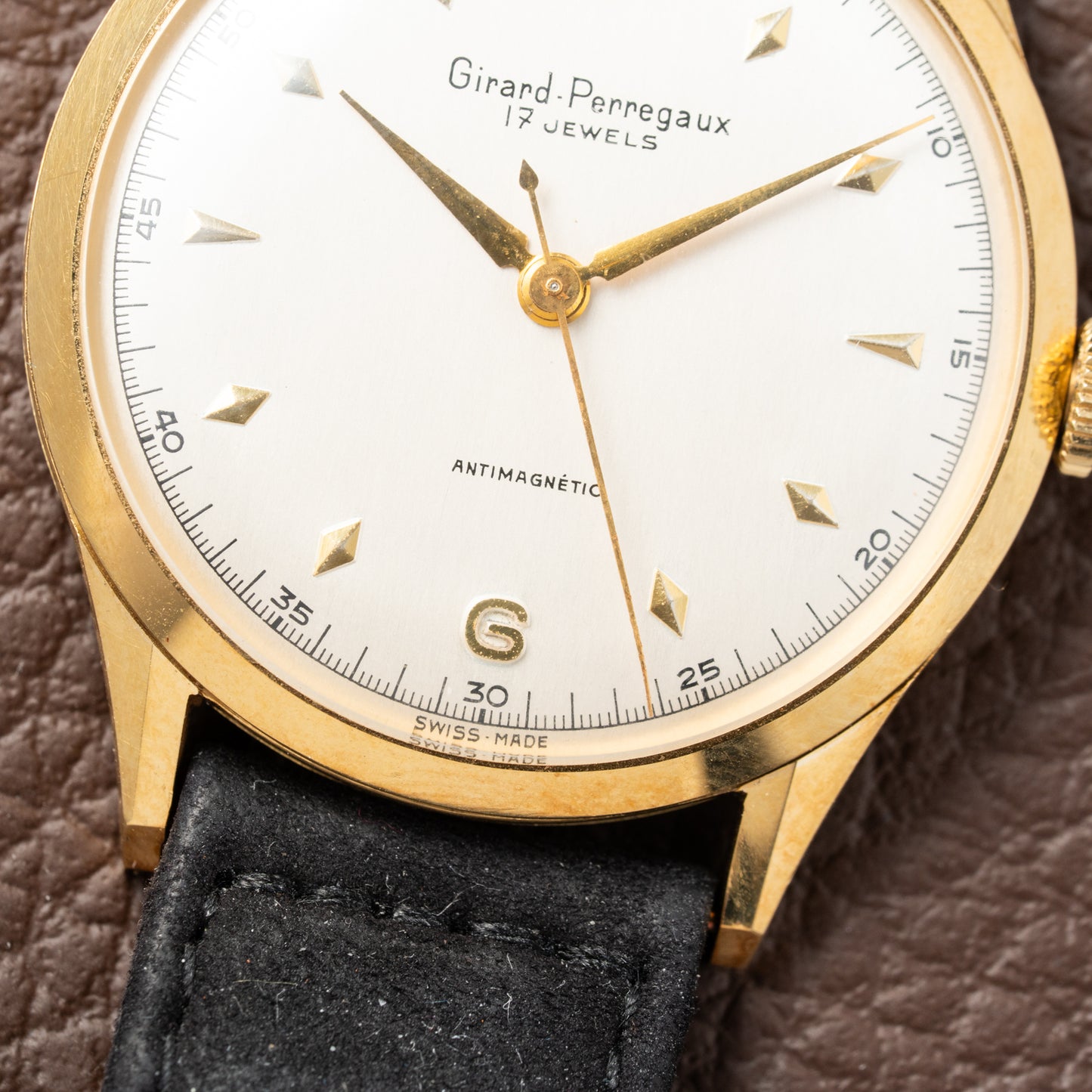 Girard Perregaux Antimagnetic 18K Yellow Gold Dress Watch New Old Stock 1950s