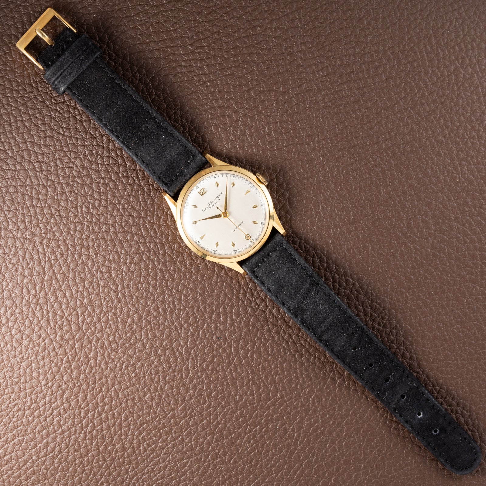 Girard Perregaux Antimagnetic 18K Yellow Gold Dress Watch New Old Stock 1950s