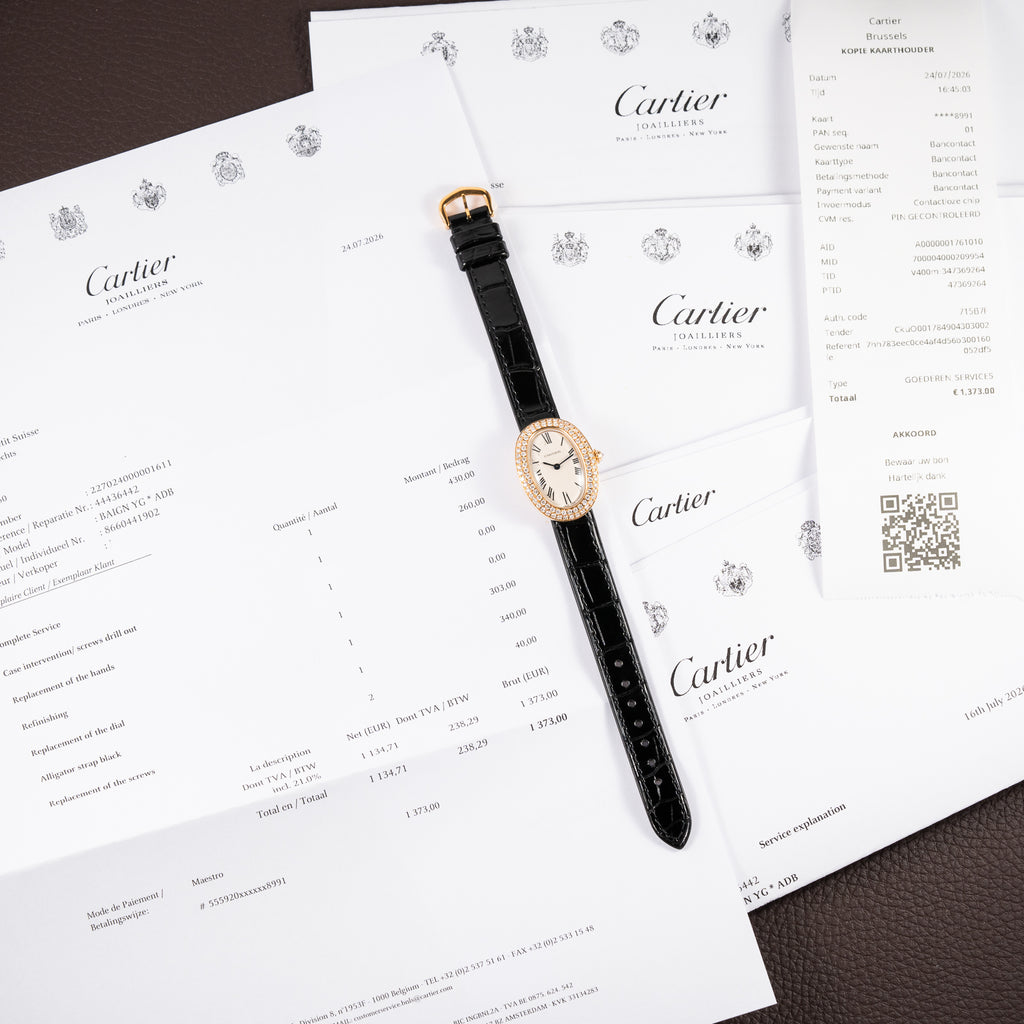 Cartier Baignoire Two-Row Factory Diamond Set 18K Yellow Gold Cartier Serviced 2026 Ref. 866044