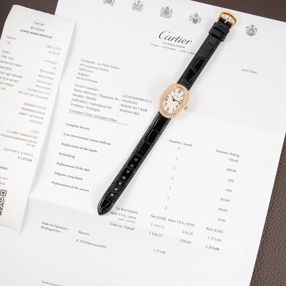 Cartier Baignoire Two-Row Factory Diamond Set 18K Yellow Gold Cartier Serviced 2026 Ref. 866044