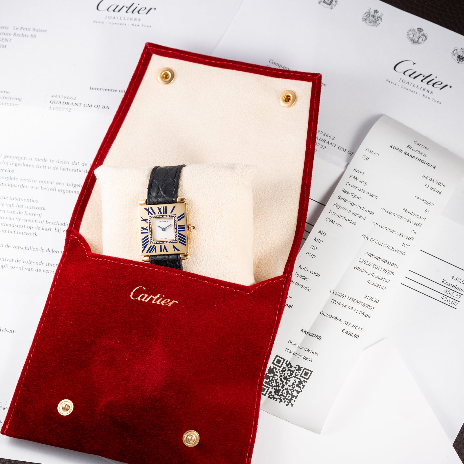 Cartier Obus 'Paris' Quadrant Blue Enamel Large Model 18k Yellow Gold GM Ref. A100 circa 1984