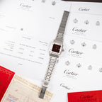 Cartier Santos Carrée Burgundy Red "Grenade" Full Set 1988 with Cartier Serviced 2026 Ref. 2960