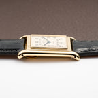 Jaeger DuoPlan Tank Back Winder 18k Yellow Gold from 1940s