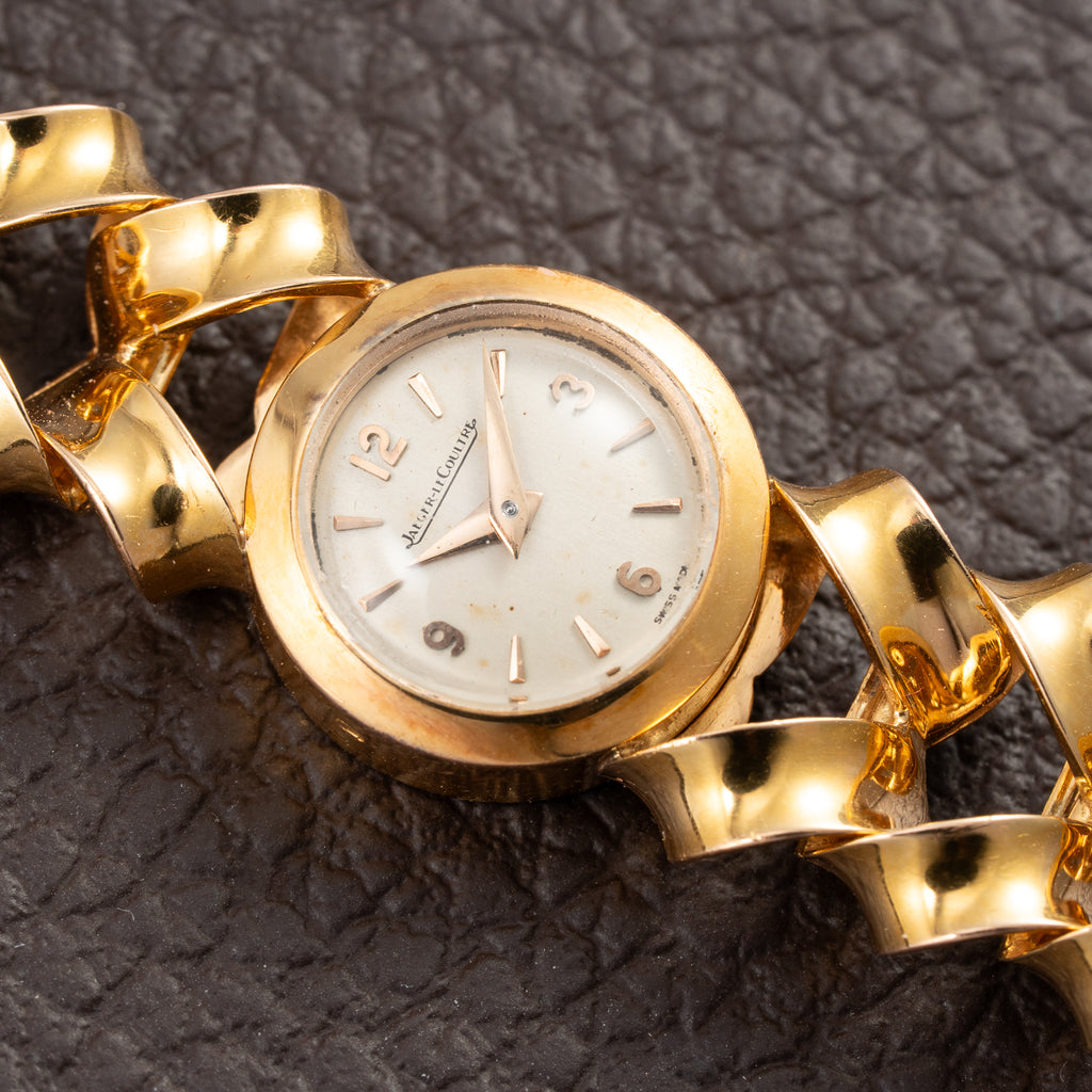 Jaeger-LeCoultre Cocktail Watch 'Backwinder' Sculptural Twisted French Design 18K Rosé Gold Circa 1950s