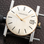 Jaeger-LeCoultre Ultra-Thin Dress Watch 18K Yellow Gold Linnen Dial with Date Ref. 21002 from 1960s