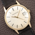 Jaeger-LeCoultre Ultra-Thin Dress Watch 18K Yellow Gold Linnen Dial with Date Ref. 21002 from 1960s