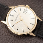 Jaeger-LeCoultre Ultra-Thin Dress Watch 18K Yellow Gold Linnen Dial with Date Ref. 21002 from 1960s
