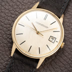 Jaeger-LeCoultre Ultra-Thin Dress Watch 18K Yellow Gold Linnen Dial with Date Ref. 21002 from 1960s