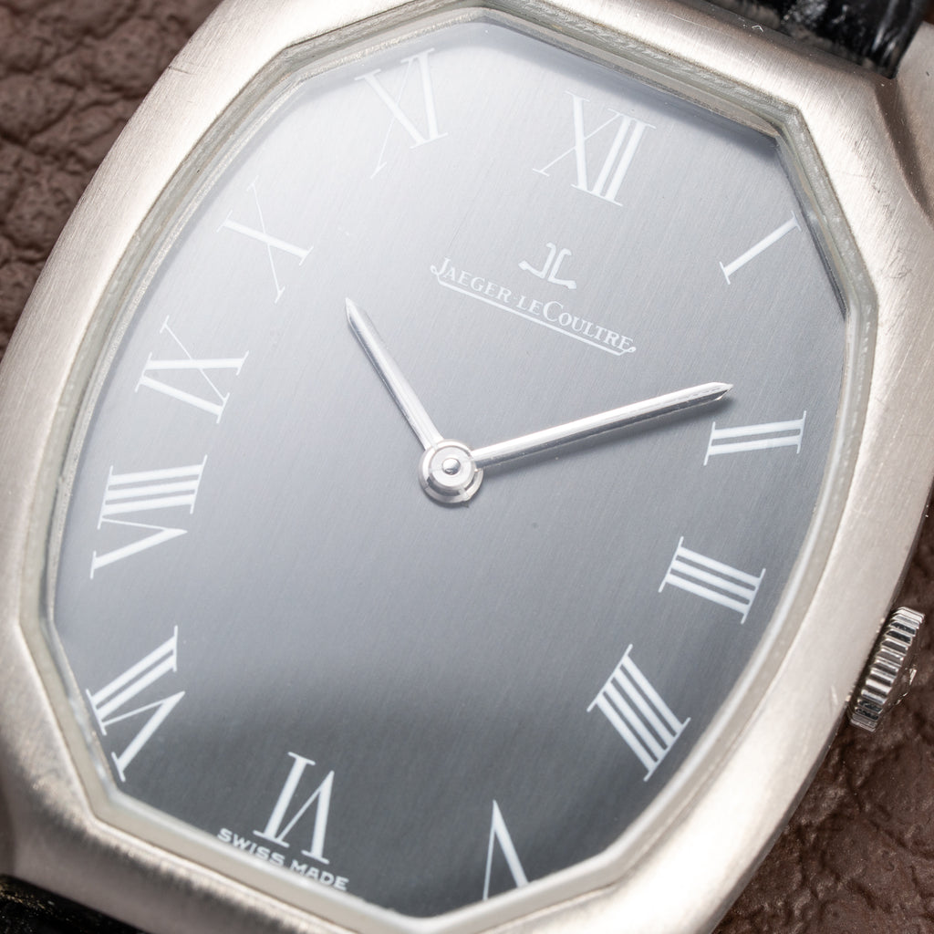 Jaeger-LeCoultre Tank Tonneau Jumbo Grey Roman Dial Ref. 9114.42 from 1970s