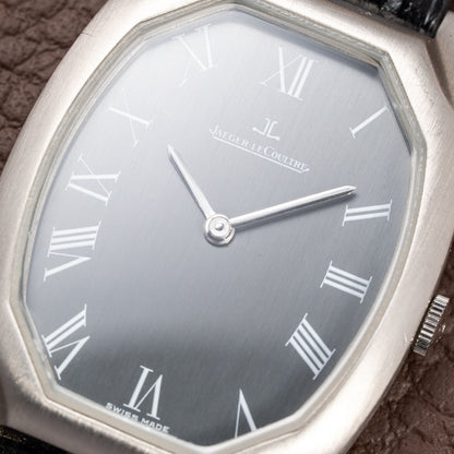 Jaeger-LeCoultre Tank Tonneau Jumbo Grey Roman Dial Ref. 9114.42 from 1970s
