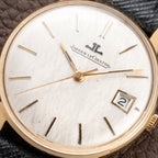 Jaeger-LeCoultre Ultra-Thin Dress Watch 18K Yellow Gold Linnen Dial with Date Ref. 21002 from 1960s