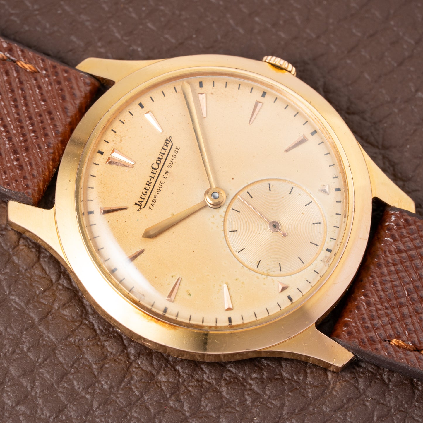 Jaeger-LeCoultre “Fabriqué Suisse” Dress Watch 18K Rose Gold French Case Cal. 469 Circa 1950s