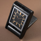 Jaeger LeCoultre Fabriqué en Suisse 8 Jours Travel Clock Black Dial 1940s