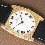 Jaeger LeCoultre Hand Engraved 18K Yellow Gold Oval Roman Dial (1960s) Calibre 818