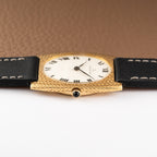Jaeger LeCoultre Hand Engraved 18K Yellow Gold Oval Roman Dial (1960s) Calibre 818