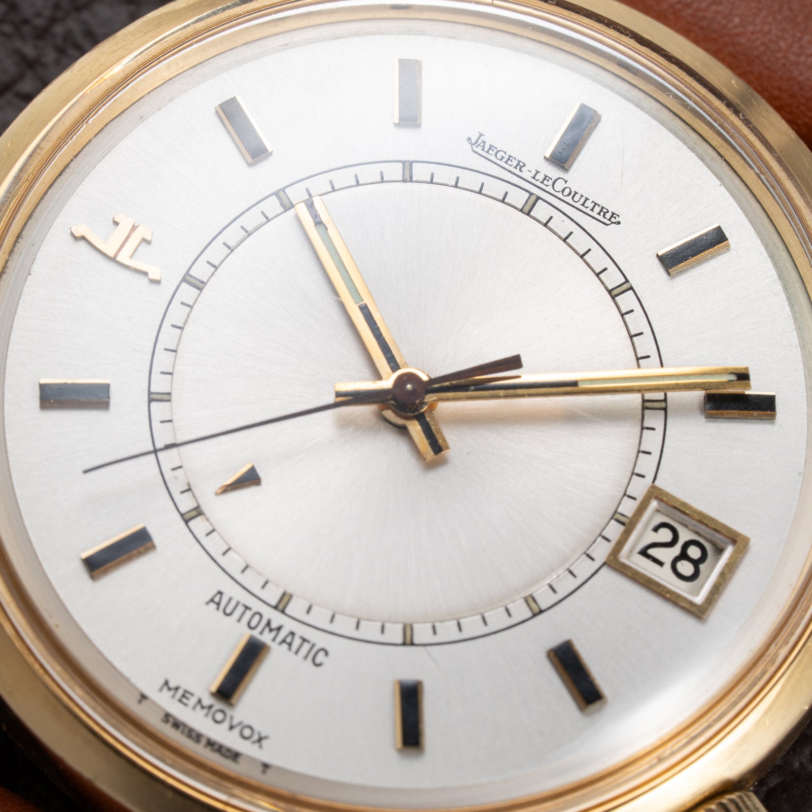 Jaeger LeCoultre Memovox Jumbo Automatic Speed Beat 18K Yellow Gold Ref 875 From 1970s
