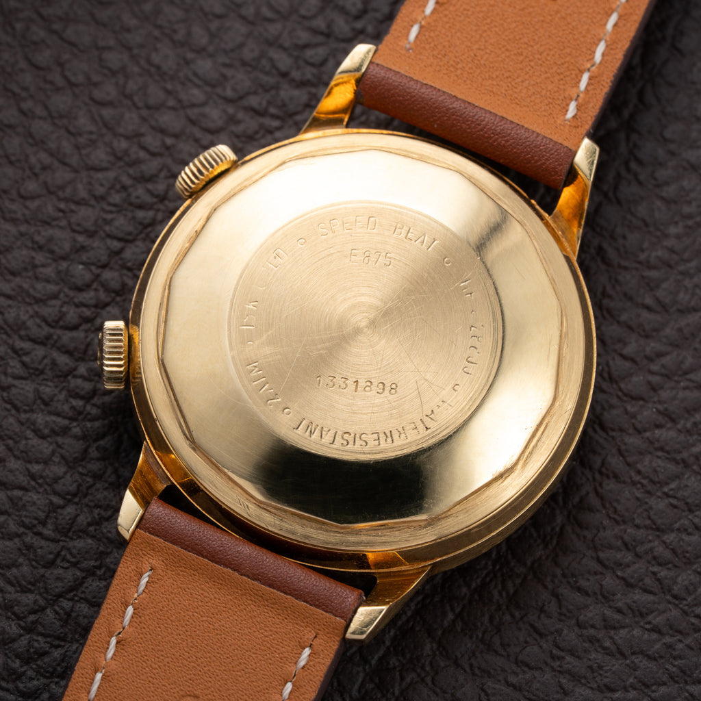 Jaeger LeCoultre Memovox Jumbo Automatic Speed Beat 18K Yellow Gold Ref 875 From 1970s