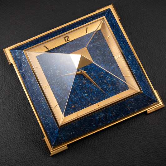 Jaeger LeCoultre Piramide Lapis Lazulli 8 day Clock Ref 475 circa 1960s