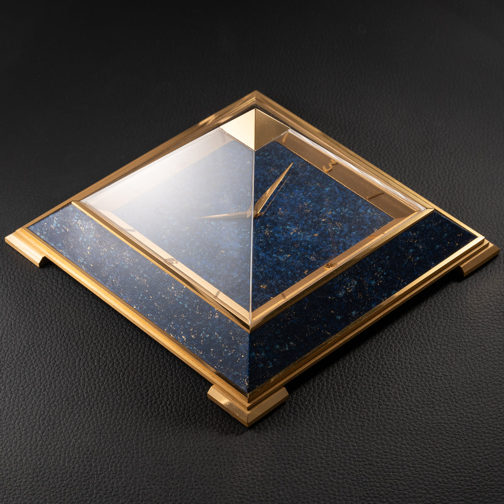 Jaeger LeCoultre Piramide Lapis Lazulli 8 day Clock Ref 475 circa 1960s