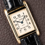 Jaeger DuoPlan Tank Back Winder 18k Yellow Gold from 1940s