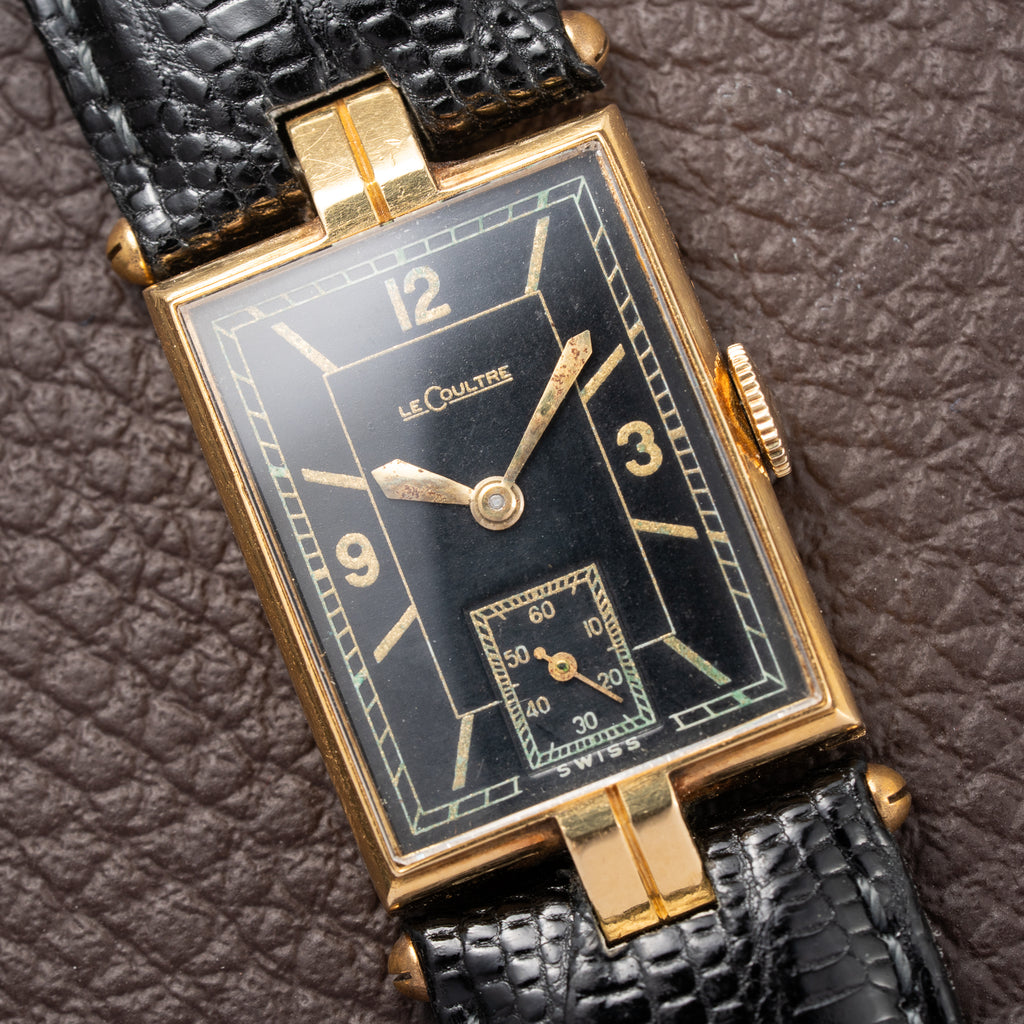 LeCoultre UniPlan Black Sector Dial 18K Yellow Gold from 1930s