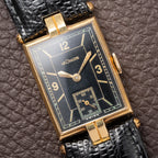 LeCoultre UniPlan Black Sector Dial 18K Yellow Gold from 1930s