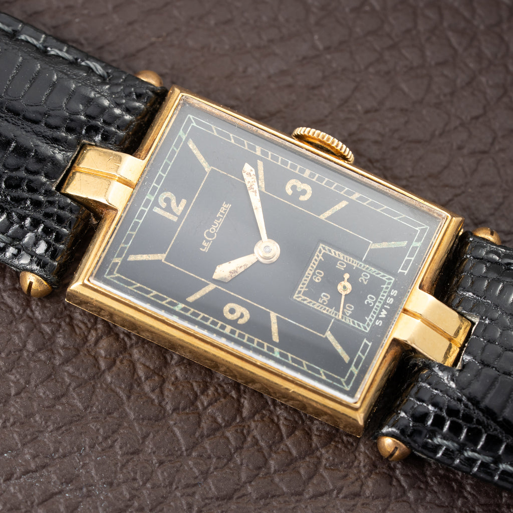 LeCoultre UniPlan Black Sector Dial 18K Yellow Gold from 1930s