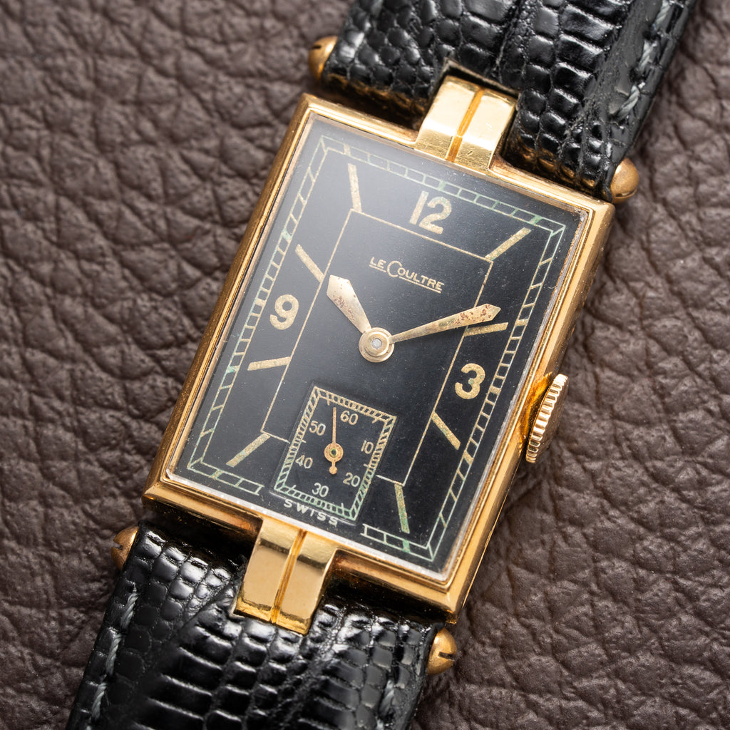 LeCoultre UniPlan Black Sector Dial 18K Yellow Gold from 1930s