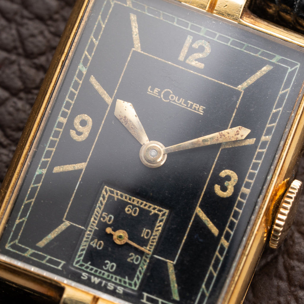 LeCoultre UniPlan Black Sector Dial 18K Yellow Gold from 1930s