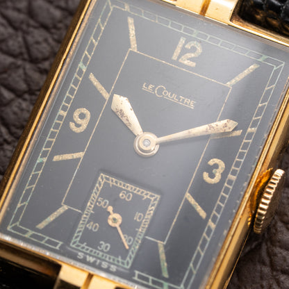 LeCoultre UniPlan Black Sector Dial 18K Yellow Gold from 1930s