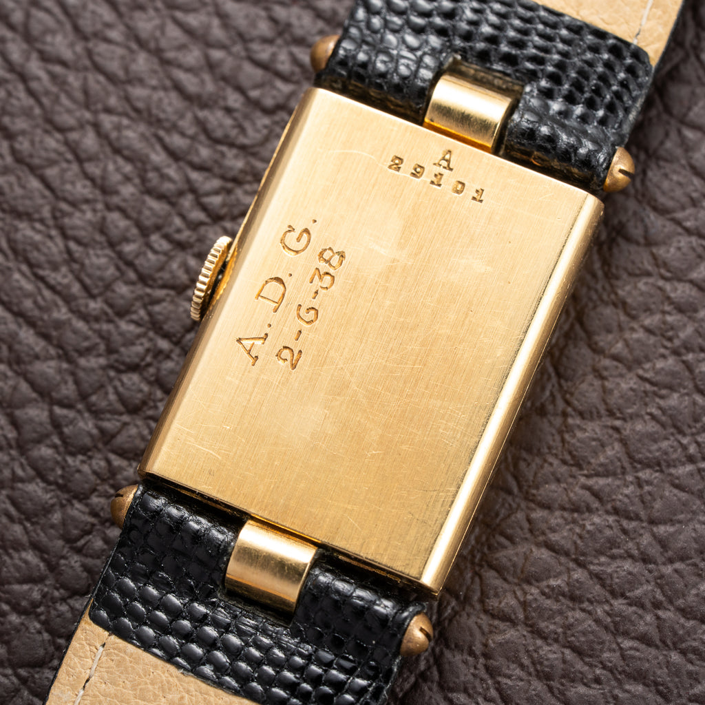 LeCoultre UniPlan Black Sector Dial 18K Yellow Gold from 1930s